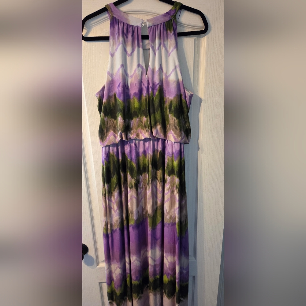 Dress Barn Purple and Green Maxi Dress